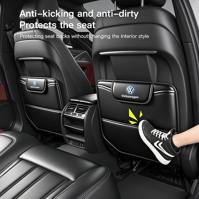 Leather Car Seat Protector Kids Anti-kick Pad Storage Bag For VW GTI Polo Golf MK6 Passat B6 Tiguan Arteon T-ROC Jetta ID.3 CC Ze6