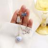 Cute Enamel Cat Balloon Stud Earrings for Women Korean Trendy Lovely Rabbit Flower Asymmetrical Tassel Earring Party Jewelry