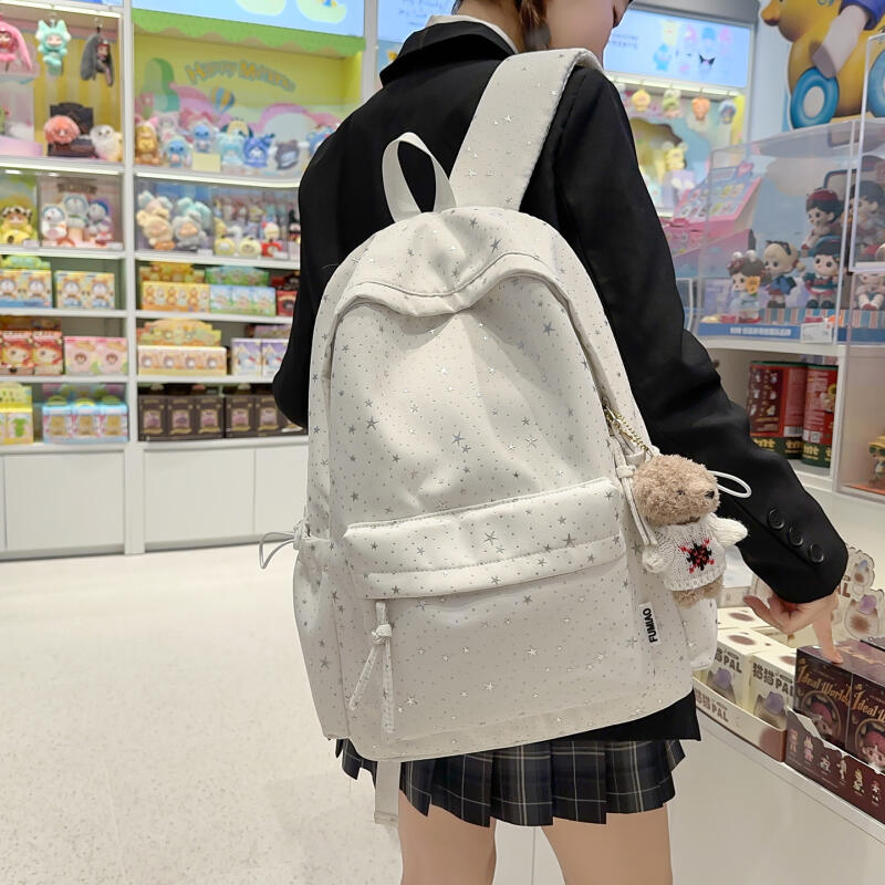 Star Print Student Schoolbag Women's Travel Lightweight Backpack
