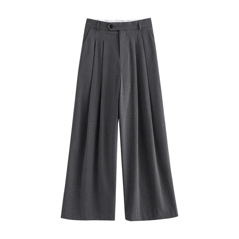 Chuyu Women's High-Waist Striped Wide-Leg Trousers