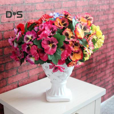 Blomstrende bukett Kunstig Blomster Stemorblomst Hage DIY Scenefest Hjem Bryllup Håndverksdekorasjon