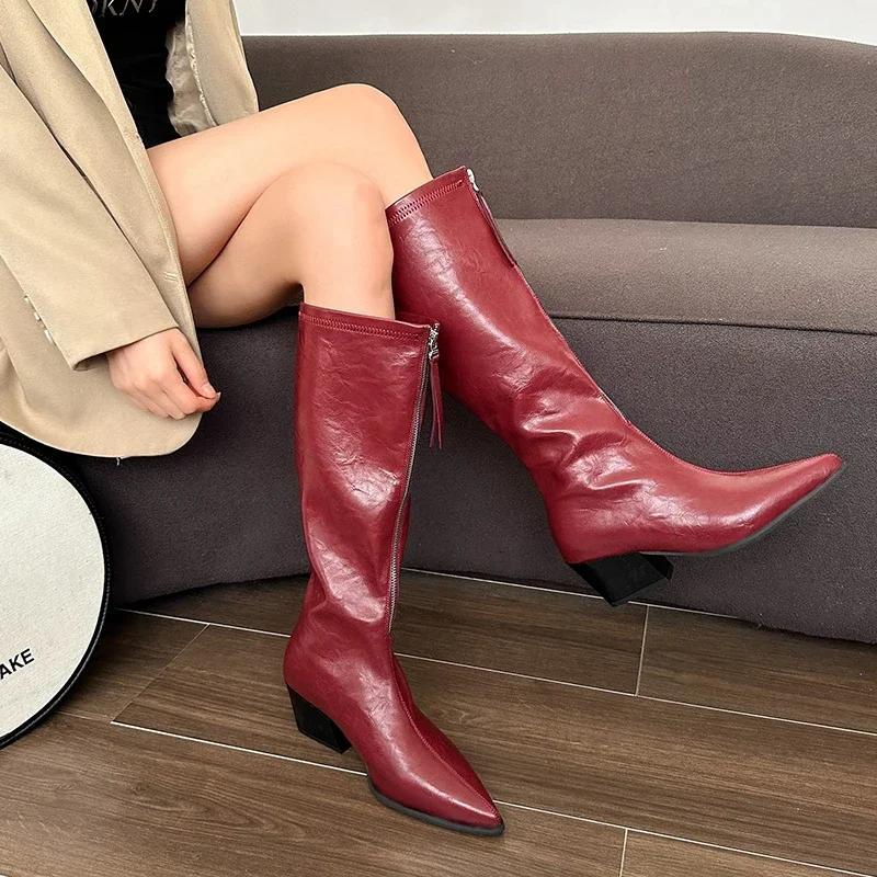 Winter New Elegant Casual Women Pointed Toe Outdoor Elastic Boots Comfortable Walking Fashion Knight Boots Shoes for Women