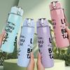 1PC Coffee Life Quote 750ml Color Plastic Sports Water Bottle Leakproof Flip Straw Lid Suitable for Sports Office Home Use