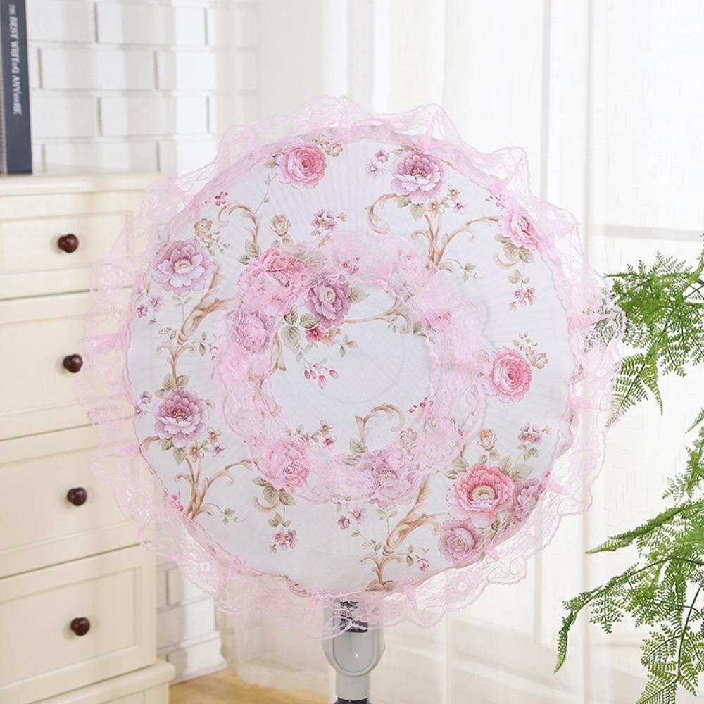 All-inclusive Fan Dust Cover Round Floral Floor Fan Covers Protective Dust Cover Bedroom