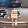 Cartoon Robot Diffuser Partable Shaking Feet Wooden Doll Wood Shake Car Ornament  Car Accessories