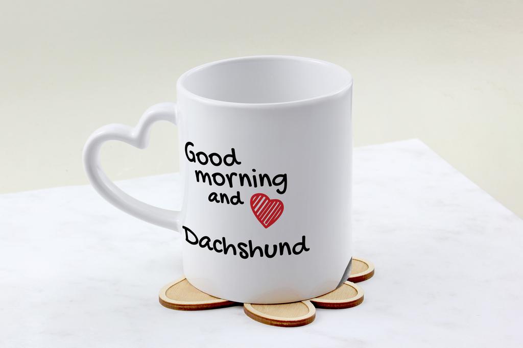 Dachshund I - cup with a dog, adorable cup with a heart-shaped handle, universal gift from the Art-Dog brand