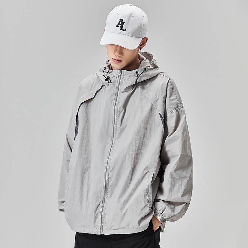 GURBAKS Men's Ice Silk UV Protection Hooded Jacket - Lightweight, Breathable, Summer Sun Protection