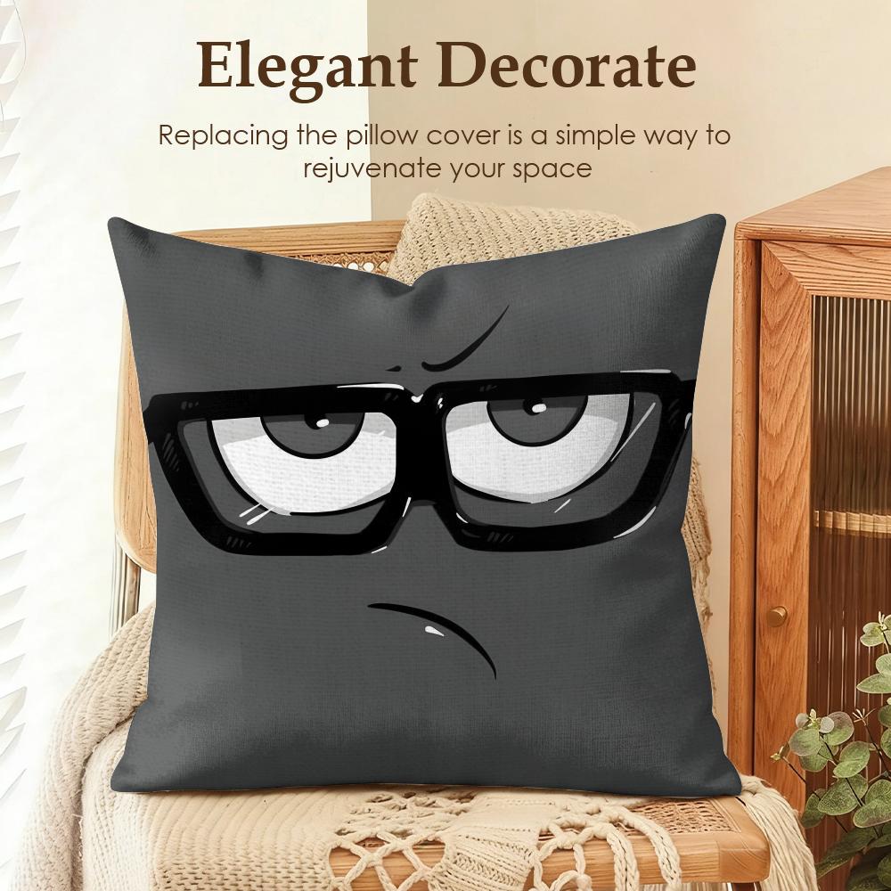 Funny Cartoon Eye Cushion Cover Natural Linen Organic Fabric DoubleSided Printing Sofa Home Decor Gift Pillow Case
