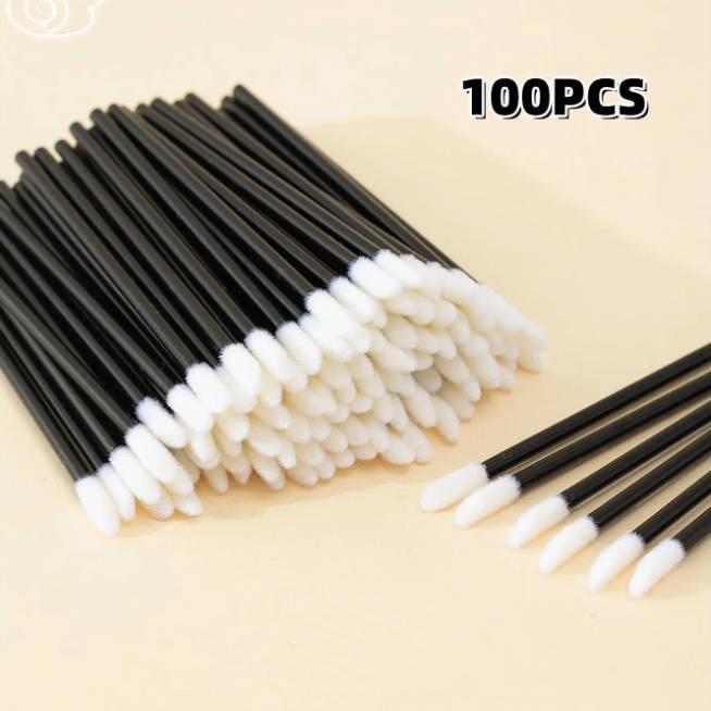 100 Pieces Of Disposable Hollow And Lip Brush Rods, Crystal Lip Brush, Lipstick Brush, Lip Color Brush. чёрный