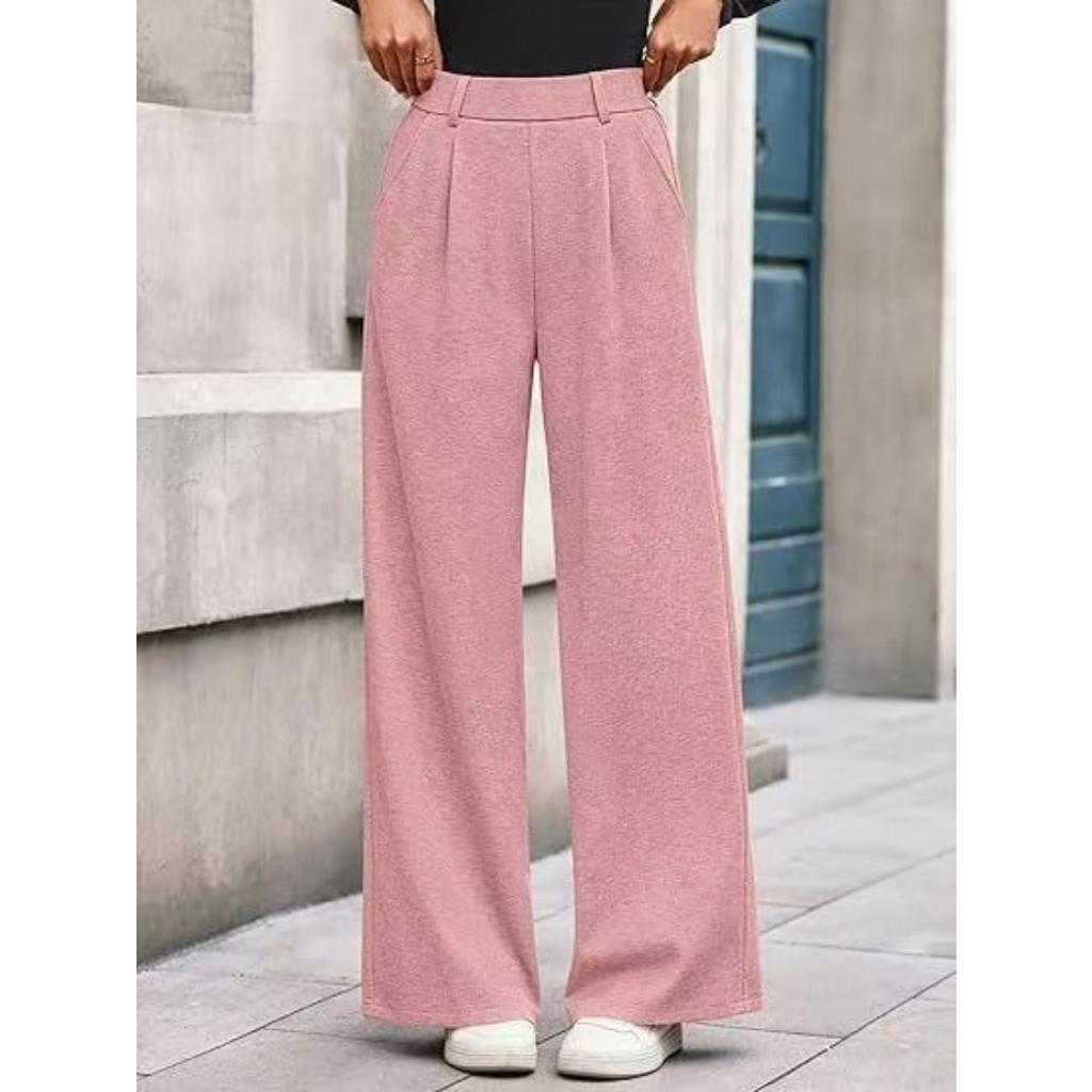 New Women's Casual Solid Color Wide Leg Straight Trousers, Comfortable Draping Pants For Autumn Winter