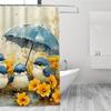 Cartoon Little Birds Shower Curtain - 71x71 Inch Polyester, 12 Hooks, Hand Wash, Ideal for Bathroom & Summer Home Decor