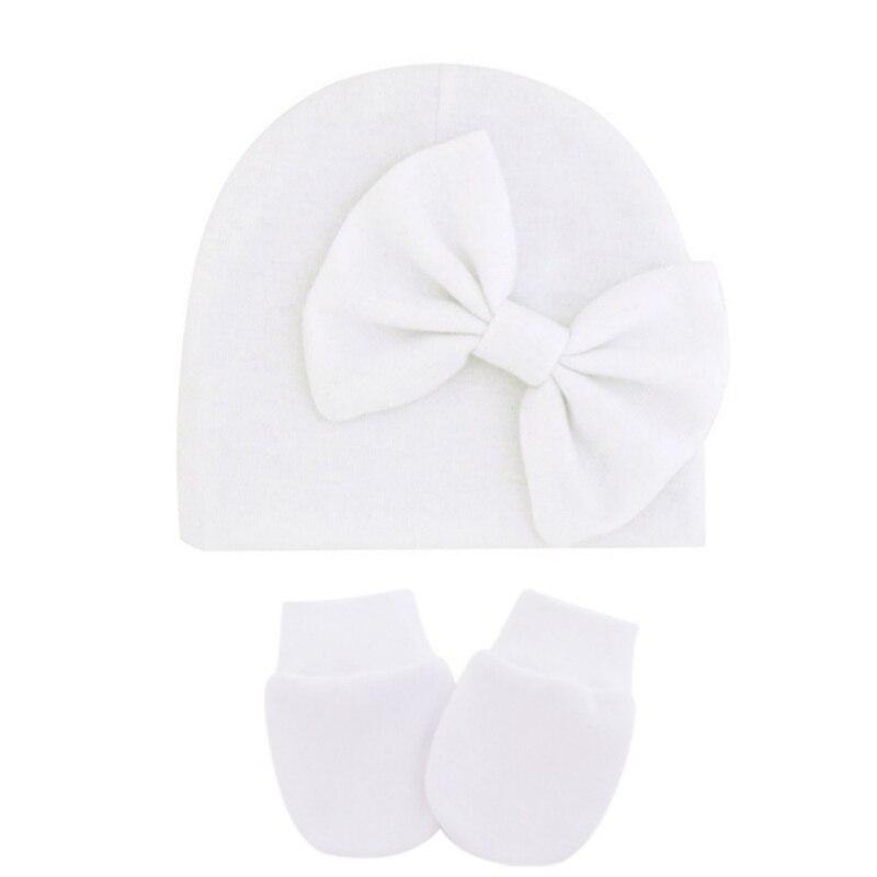 

Аксессуары для детских вещей, шапка для маленьких девочек, комплект перчаток с противоскользящими ручками, детская шапочка, однотонная шапка с большим бантом для девочек, детские шапки с бантом