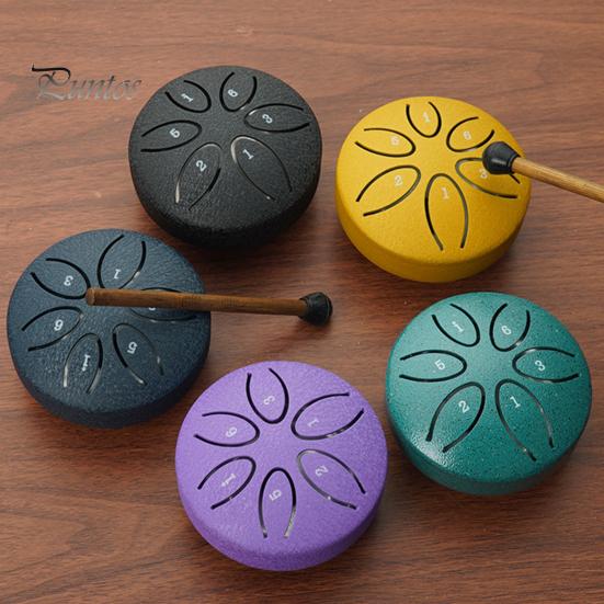 Steel Tongue Drum for Kids 3 Inches 6 Notes Mini Rain Drums Outside Rain Music Maker with Mallets And Music Book for Garden Camping Meditation Yoga