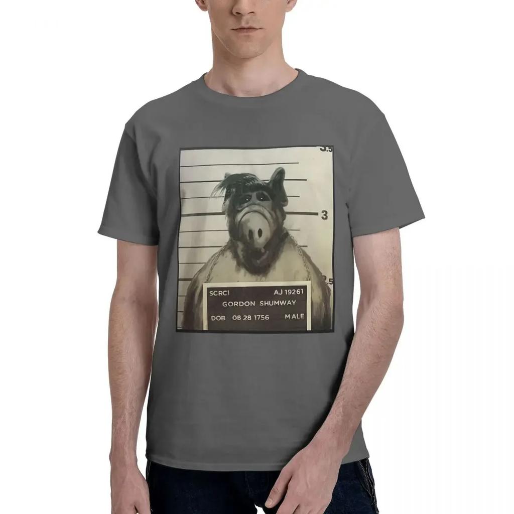 Alf Mugshot Classic 100% Cotton Casual Breathable Confortable Clothes Men's T-Shirts Clothes Men