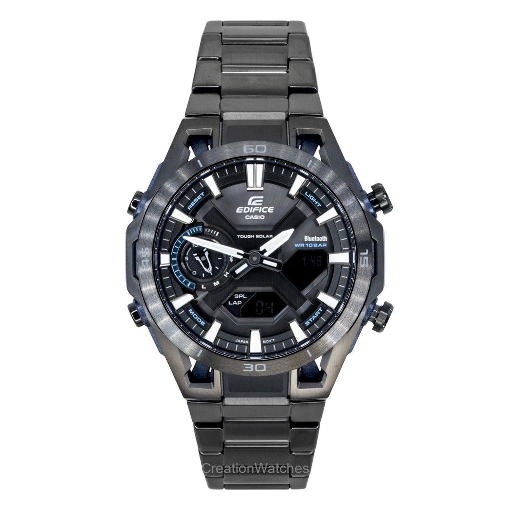 Casio Edifice Аналогово-цифровые Нержавеющая сталь Черный циферблат На солнечной батарее ECB-2300DC-1A 100M Мужские часы чёрный