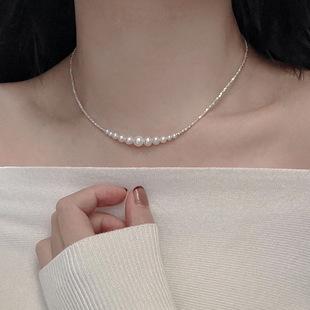 Irregular love Baroque natural freshwater pearl necklace women's French light luxury niche versatile design collarbone chain