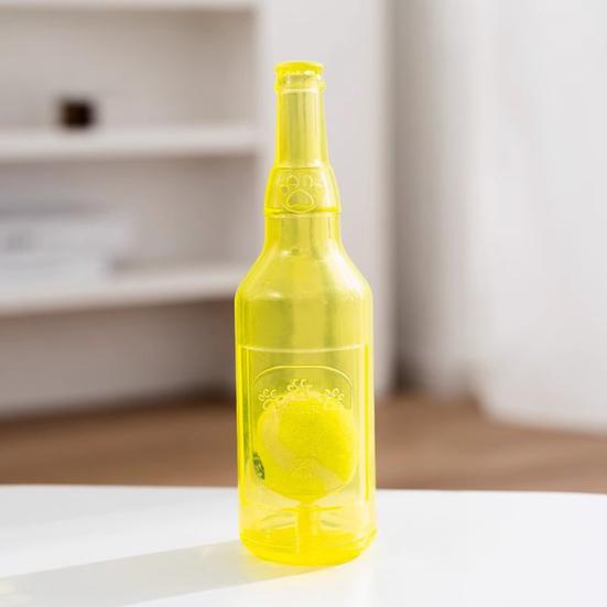 Water Bottle Dog Toy Squeaky TPR Bottle Dog Chew Toy with Tennis Ball Inside Interactive Fetch Toy for Small Medium Large Dogs