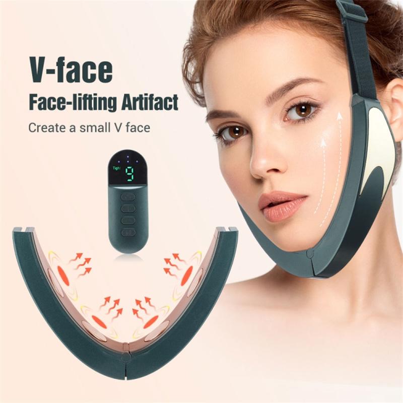 

Microcurrent EMS Face Slimming Instrument Facial Lifting Intelligent Light V Line Face Beauty Device Blackish Green