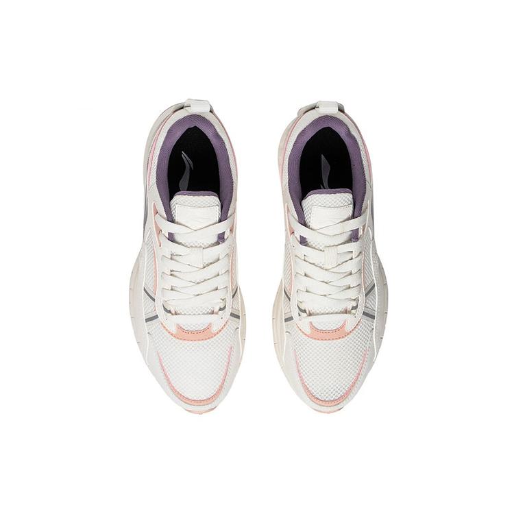 New LiNing Cushioned Anti-Slip Wear-Resistant Breathable Lightweight Low-Top Running Shoes Women's White Purple ARSS064-3