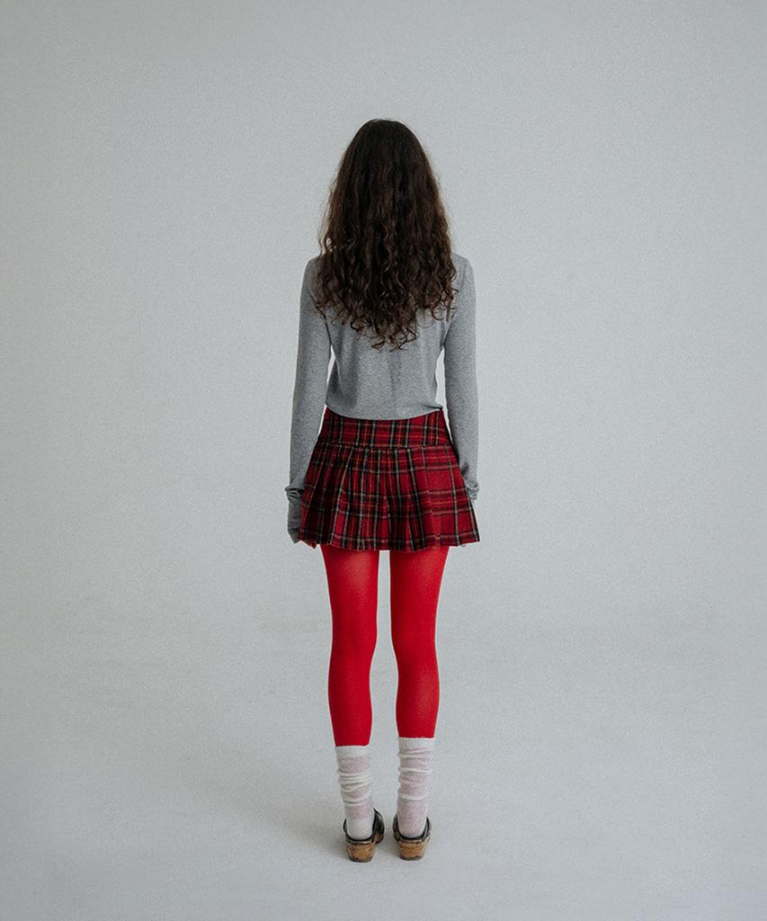 Sunday Fruits Market Sun Pleats Skirt Red Check