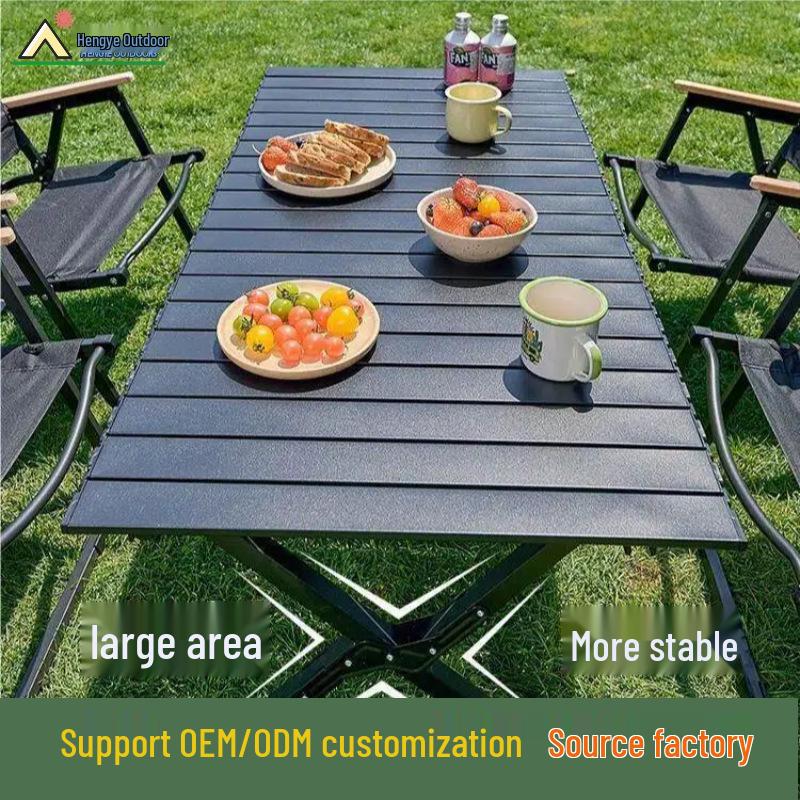 Folding Metal Carbon Steel Roll-up Camping Table and Chair Set