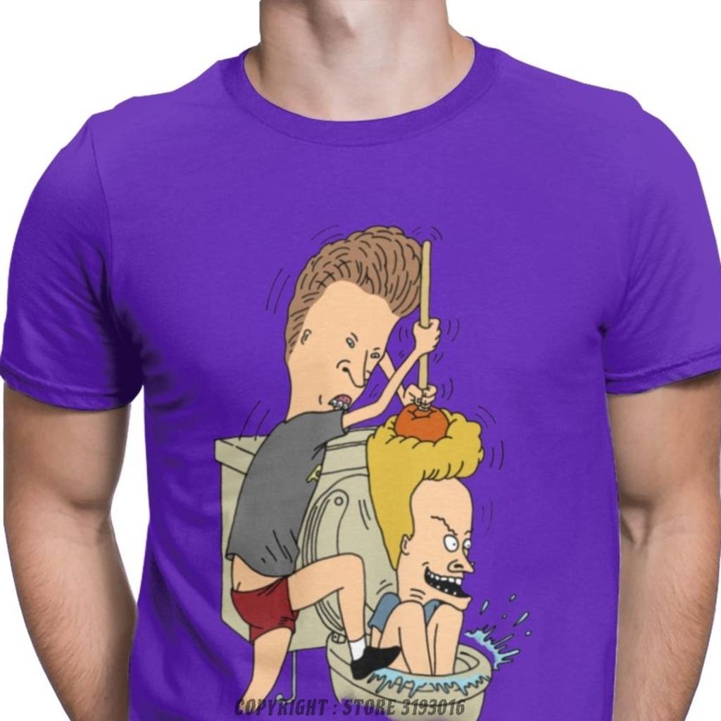 Beavis Butthead Toilet Fun TShirts Aesthetic Men Cartoon Rock Comic Punk Metal Funny Christmas Tees T Shirts Homme