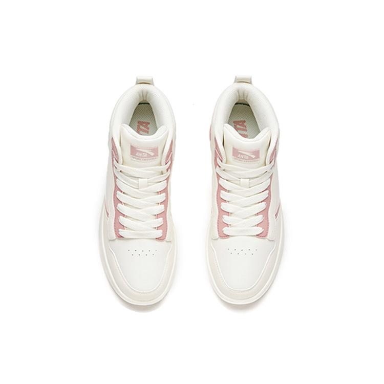 Anta Life Collection Slip Resistant Abrasion Resistant High top Skateboard Shoes Women's White Pink 92948088-11