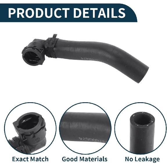 Radiator Hose Heater Hose No.11537600674 for Mini R56/R57/R58/R59/R60/R60 JCW 2013-2014 Rubber Coolant Pipe Black 1 Pc