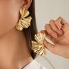 IngeSight.Z Punk Irregular Metal Half Ginkgo Leaf Stud Earring Vintage Geometry Gold Color Earring Women's Elegant Party Jewelry