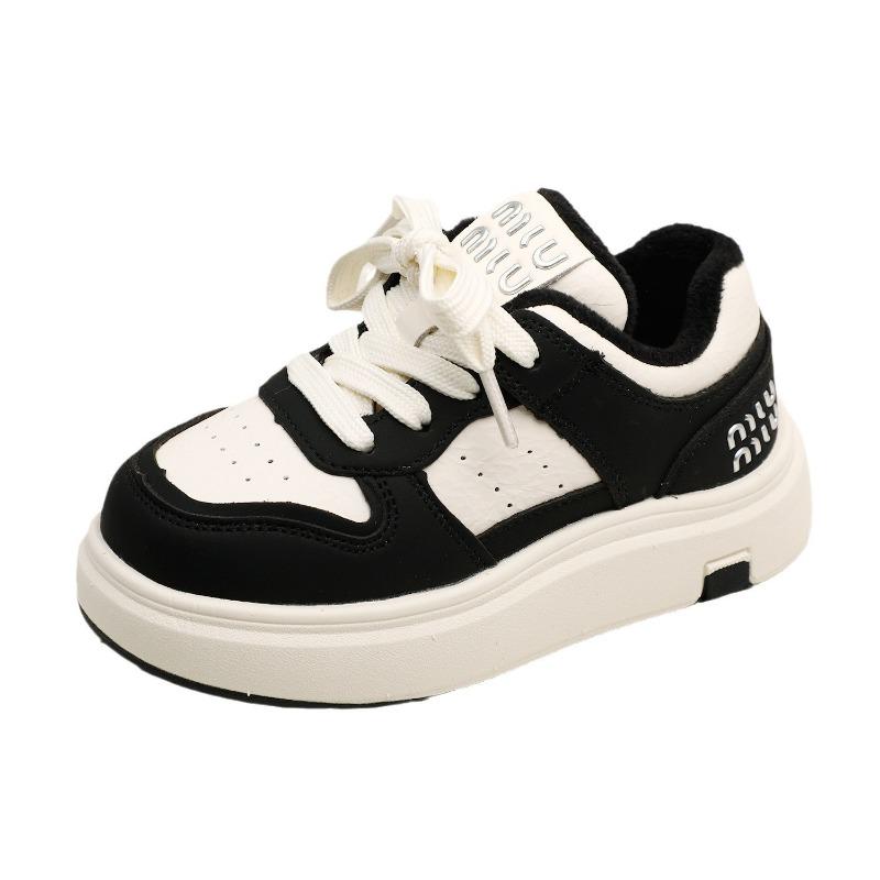 Children's two-cotton board shoes winter new classmates boys velvet white shoes fashion casual low-top two-cotton shoes