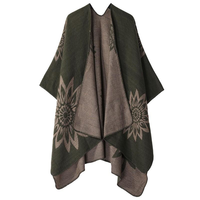 Womens Knitted Double-sided Thick Shawl Blanket Air Conditioner Room Warm Fashion Versatile Cape