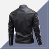 Zipper Street Motorcycle Suit Spring and Autumn Men's PU Leather Clothes Stand Collar Jacket Slim Leather Jacket