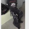 Unisex Washed Retro Lightning Embroidered Jeans - Loose Straight Hip Hop Style