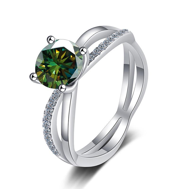 Bague Ringen S925 Sterling Silver Luxury Jewelry 1 Carat D Color Moissanite Diamond Ring For Wedding Four Claw Cross Hollow Rings