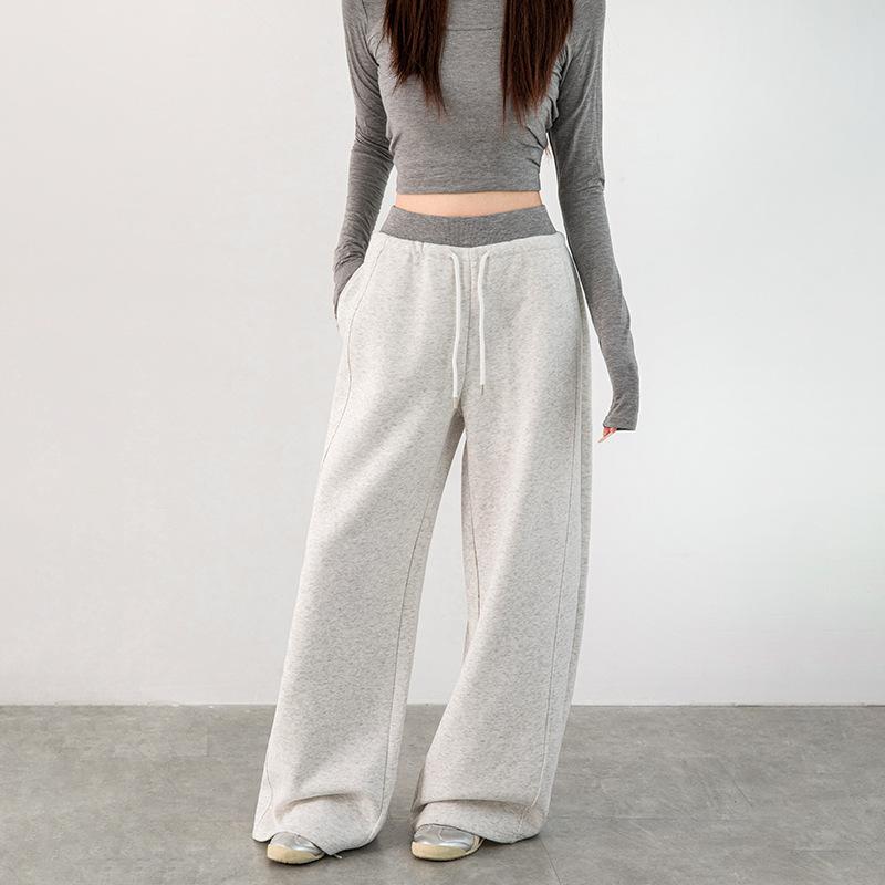Women's High Waist Wide Leg Pants Loose Fit Sweatpants Drape Commuter Style Banana Trousers Spring Casual Bottoms