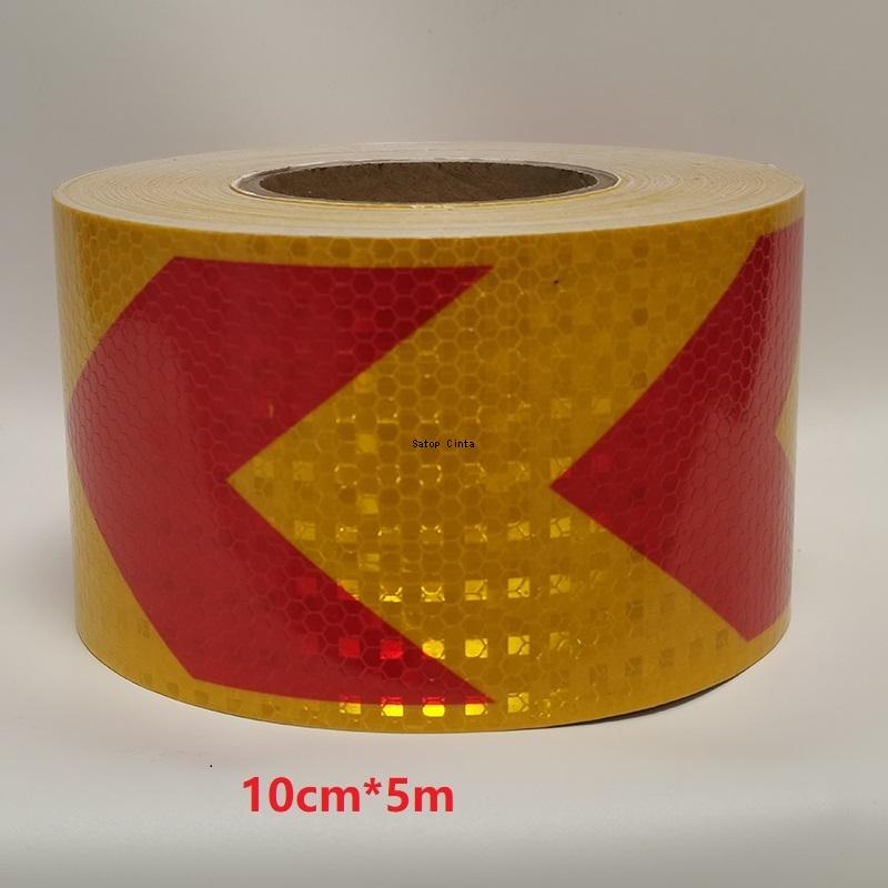 5cm/10cm/20cm*5M Arrow High Visibility Reflective Tape Yellow-Red  Self-Adhesive Strip Reflectors Conspicuity Safety Car Sticker