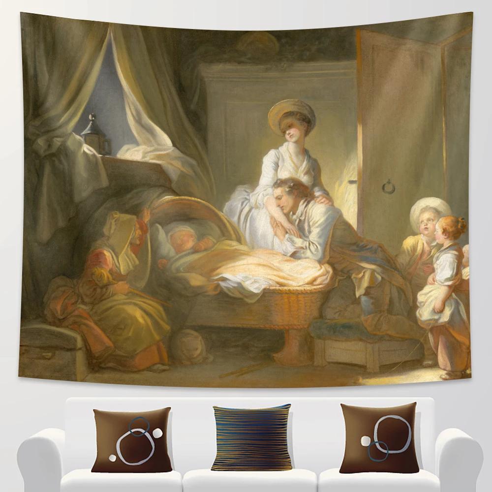 Baroque Lady Tapestry Elegant Noblewoman in Silk Gown Unique Wall Art for Home Decor Living Room Classic Art Lover Gift