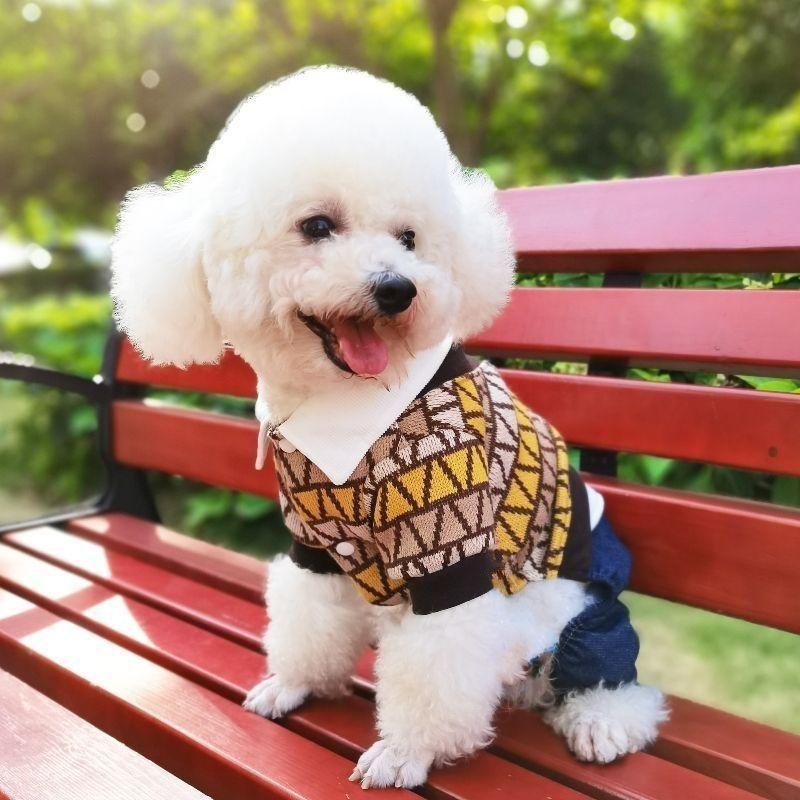 

Костюм для собаки кошки осенне-зимний свитер джинсовый для маленькой собаки плюшевый мишка осенне-зимняя рубашка фальшивая двойка квад XL chest 50 back 40 about 10-6.5 kg