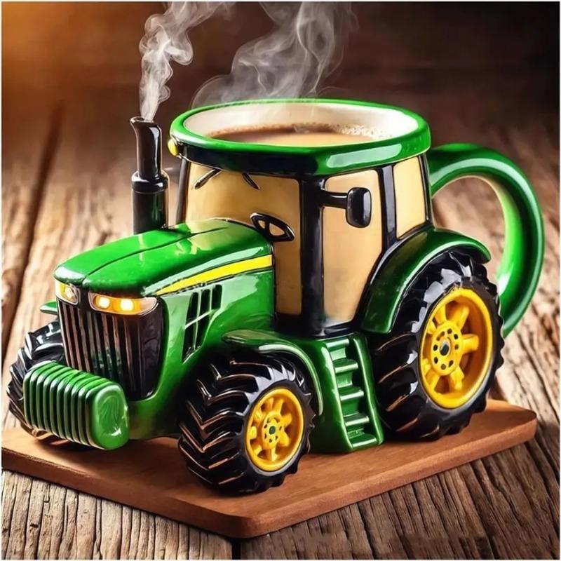 

Resin Tractor Cup Ornament Vintage Farm Vehicle Craft Decor for Home Desktop Tabletop Country Style Collectible Figurine Gift