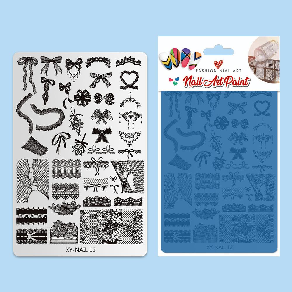 Nail Art Tool Printing Steel Plate Lace Transfer Butterfly Flower French Plaid Leopard Print Fireworks Year Of The Snake Pattern Template