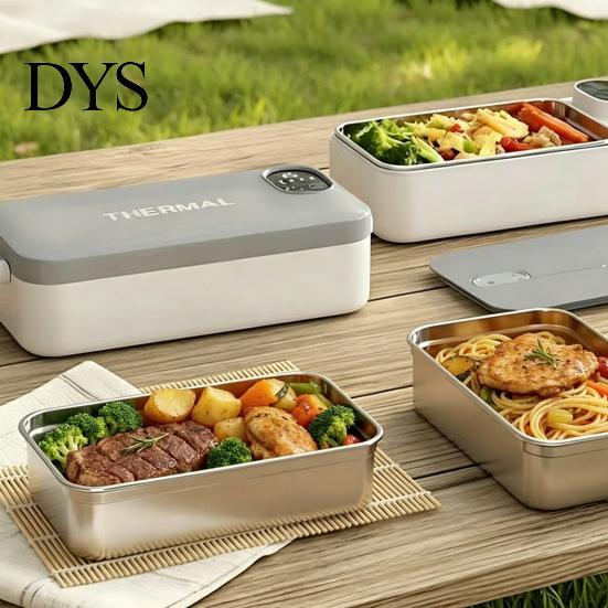 Scaldavivande da Viaggio Elettrico per Pranzo, Capacità 900ml, Scaldavivande Portatile, Rivestimento in Acciaio, Ricaricabile via USB, Riscaldato, Ermetico, Temperatura Costante