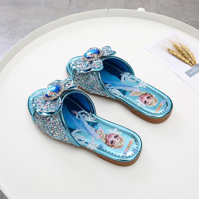 

Elsa Princess Korean Style Rhinestone Flat Slippers for Girls – Summer 2025 Sizes 26-30, Set of 5 Pairs [Order 5 Pairs, Not 1]