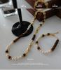 Natural Freshwater Pearl & Tiger Eye Bohemian Necklace - Autumn/Winter French Retro Clavicle Chain for Women