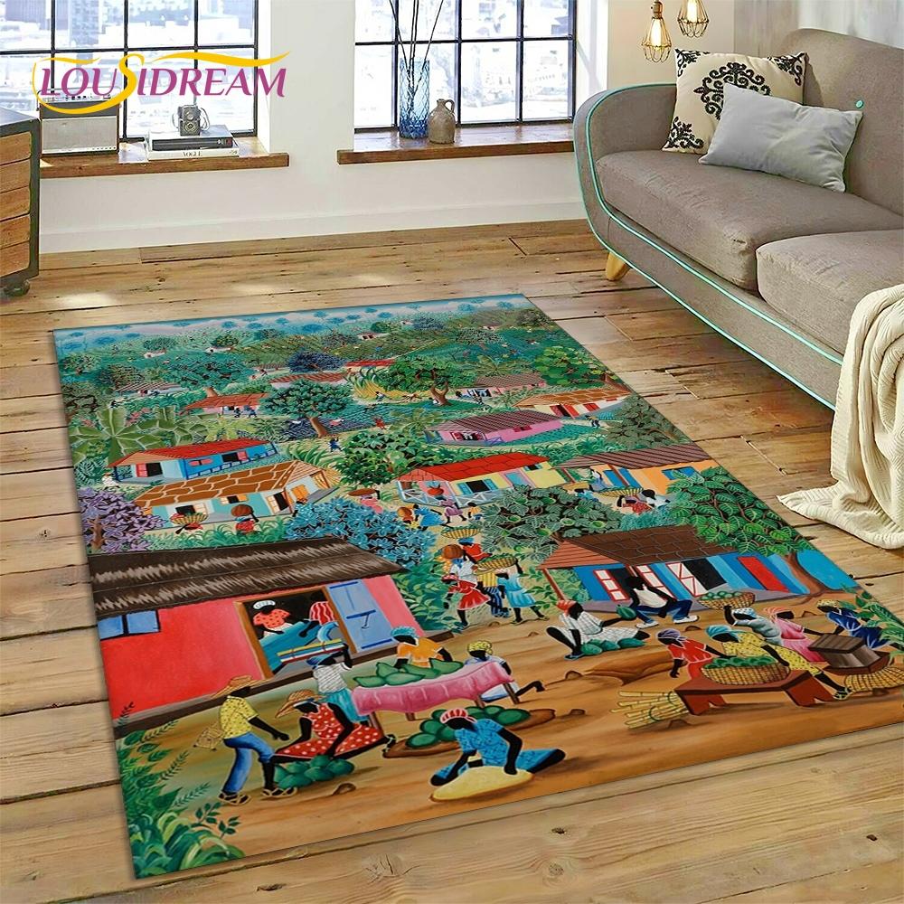 Cartoon Africa Ethiopian Custom Painting Art Carpet Rug for Bedroom Living Room Home Sofa Decoration,kids Large Decor Floor Mat
