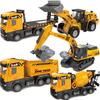 1:40 Engineering Truck Model Rescue Car Transporter Excavator Bulldozer Crane Mixer Play Construction Collection Toys For Kids