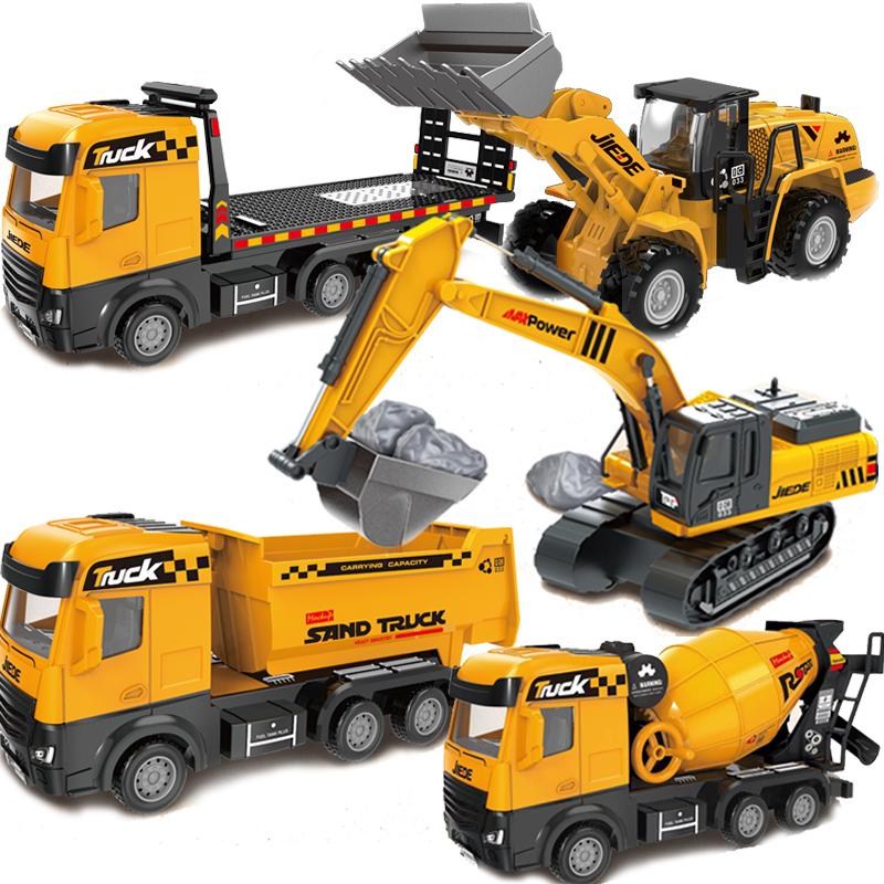 1:40 Engineering Truck Model Rescue Car Transporter Excavator Bulldozer Crane Mixer Play Construction Collection Toys For Kids