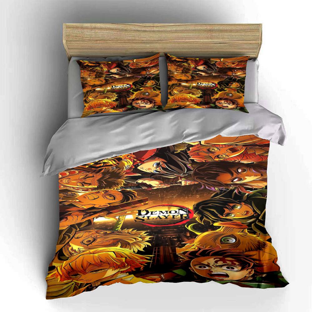 Demon Slayer Anime Bedding Set 3PCS Bedding set (1 duvet cover, 2 pillowcases, duvet not included)
