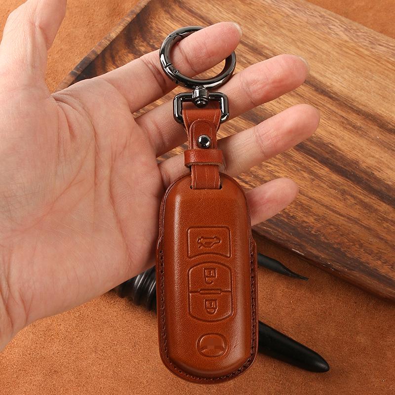 Genuine Leather Key Case for 2022 Mazda Axela/CX5/CX4 - Handmade Protective Cover