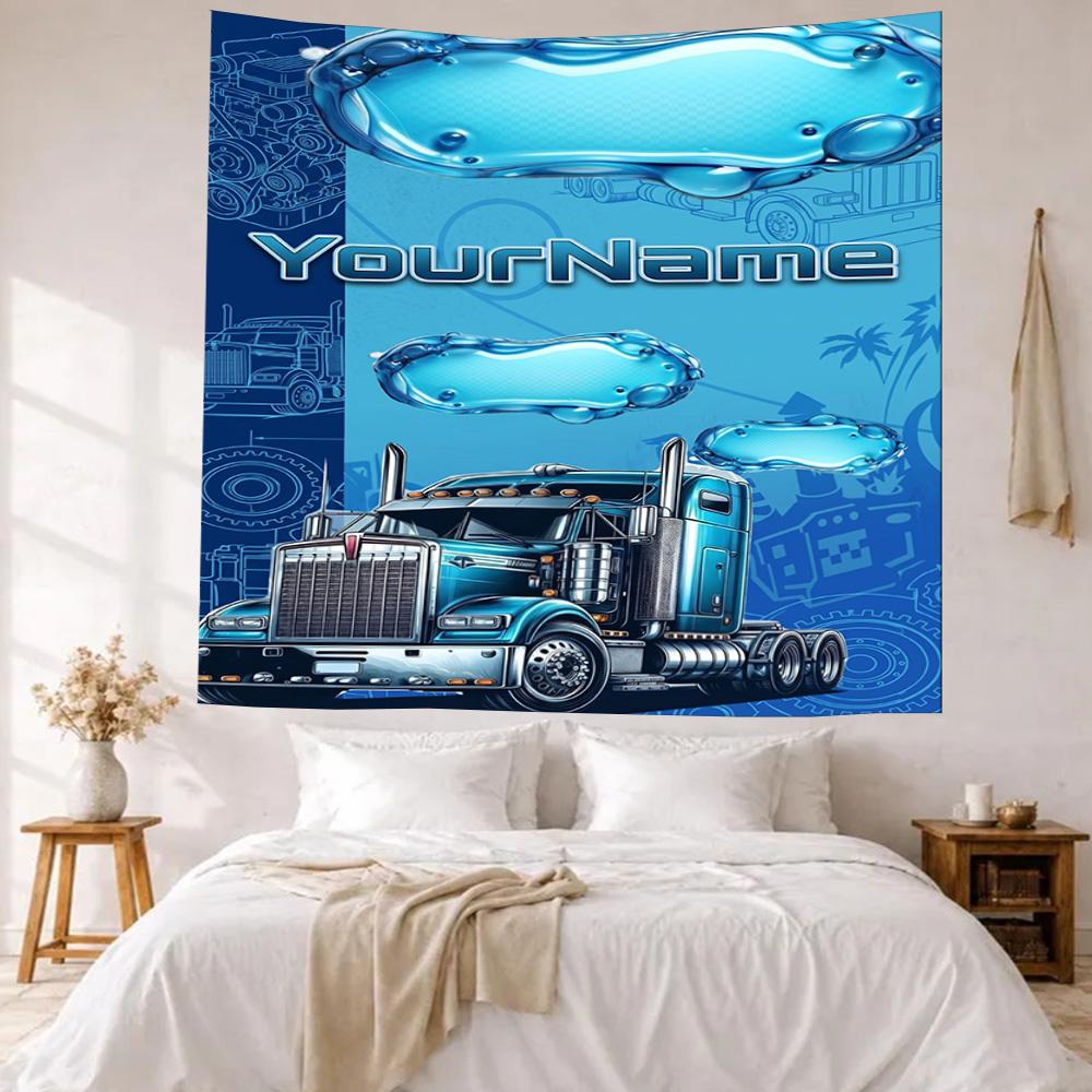 Peterbilt Heavy Trucks Custom Your Name Wall Decor Tapestry Art For Pet Memorial Birthdaywedding Party Backdrop Family Gift