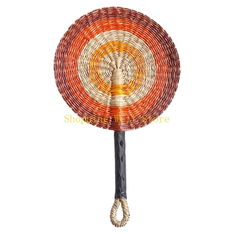 KX4B Large Summer Handheld Fan Seagrasses Handmade Woven Fan Natural Decorative Fan